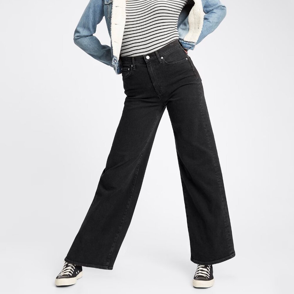 GAP Wide-Leg Sky High Black Denim, 29P